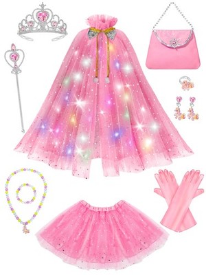 Fuzmo Light Up Princess Dress for Girls 3 4 5 6 3-6 Years Old, Royal Pink 