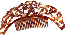 Vintage Hair Comb/ Crown Brown Tortise Shell 3 1/4"x 8 1/2 Unbranded