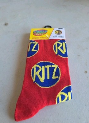 Crazy Socks Ritz Crackers Novelty Crew Socks Mens Unisex Size 6-12 NEW