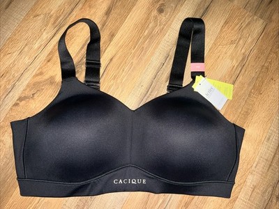 NWT - Cacique For LIVI Medium Support No-Wire Wicking Sports Bra Black Size 40D