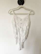 White Vintage 1980s Satin Teddy Lingerie - Medium