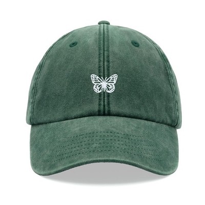 Weißer Schmetterling Baseball Cap Vintage Gewaschen Unisex Dad Hat Mum Muttertag