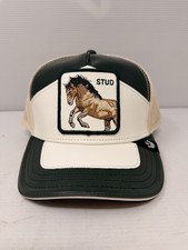 Authentic Goorin Bros Moto Stud Horse Olive White Snapback Trucker Hat One Size