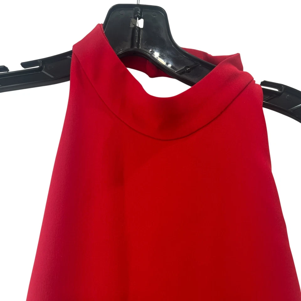 $5770 Valentino Red Wide Leg Halter Silk Cady Jumpsuit size 6 AS IS - Image 3 of 4