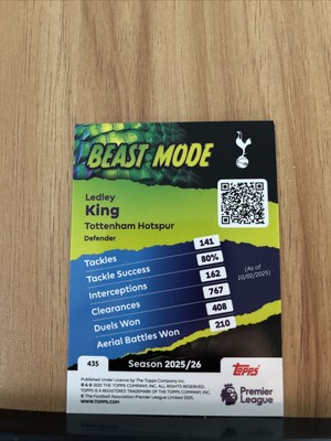 TOPPS PREMIER LEAGUE 2026 25/26 Ledley King Tottenham Hotspur Beast Mode