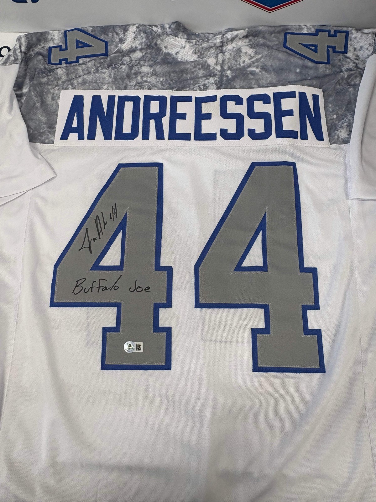 Joe Andreessen Signed Buffalo Bills Rivalry Custom Jersey - Beckett Coa