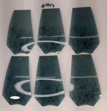 6 Vintage Ok Lighting Touch Lamp Replacement Glass Panels Flowers Tinted Lilly