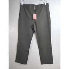 Quince Ponte Straight Pants XL Dark Green Stretch Work Trouser Minimalist Preppy
