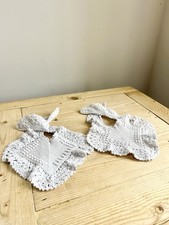 Antique Victorian Hand Crochet Baby Collars, Pair, White, Excellent Condition