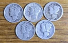 [Lot of 5] Mercury Dimes 1916-1945 90% Silver -  LOT OF 5 COINS!