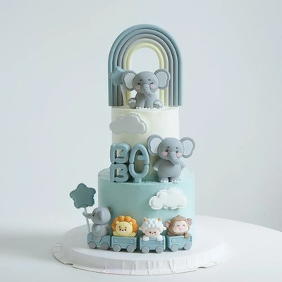 Elephant Cake Toppers Rainbow Star Cloud Alphabetical Train Cake Decorations for