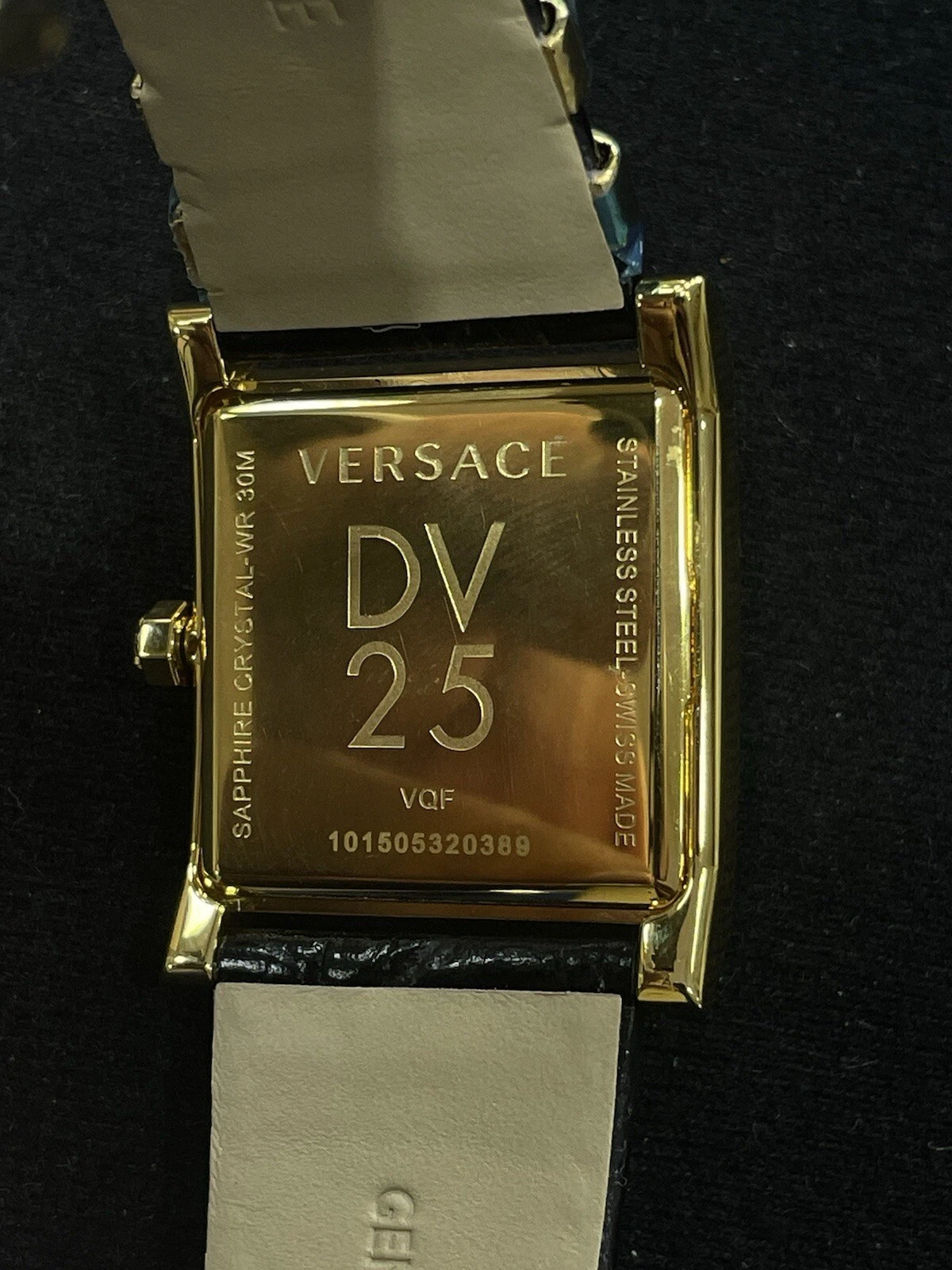 Orologio donna Versace DV25 quadrato quadrante diamantato tono oro NUOVO IN SCATOLA