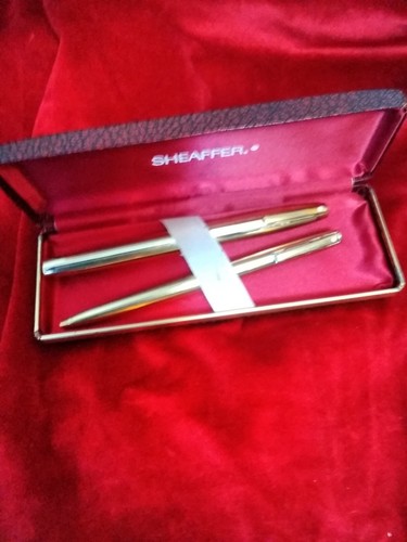 Vintage Sheaffer Imperial 727 Gold Plated Fountain Pen, GT, M 14K Nib, and ball