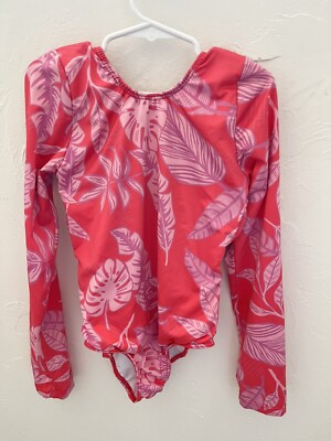 People Concept Girls Long Sleeve Bathing Suit One Piece Pink Floral US 8-10 (14)