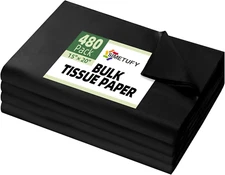 Black Tissue Paper for Gift Bags, 480 Sheets 15" X 20" Black Wrapping Paper, Gif