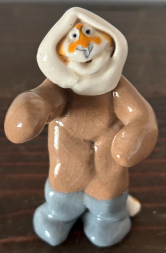 Vintage Robin Russell TIGER Porcelain Clay Figurine Signed Polar Explorer