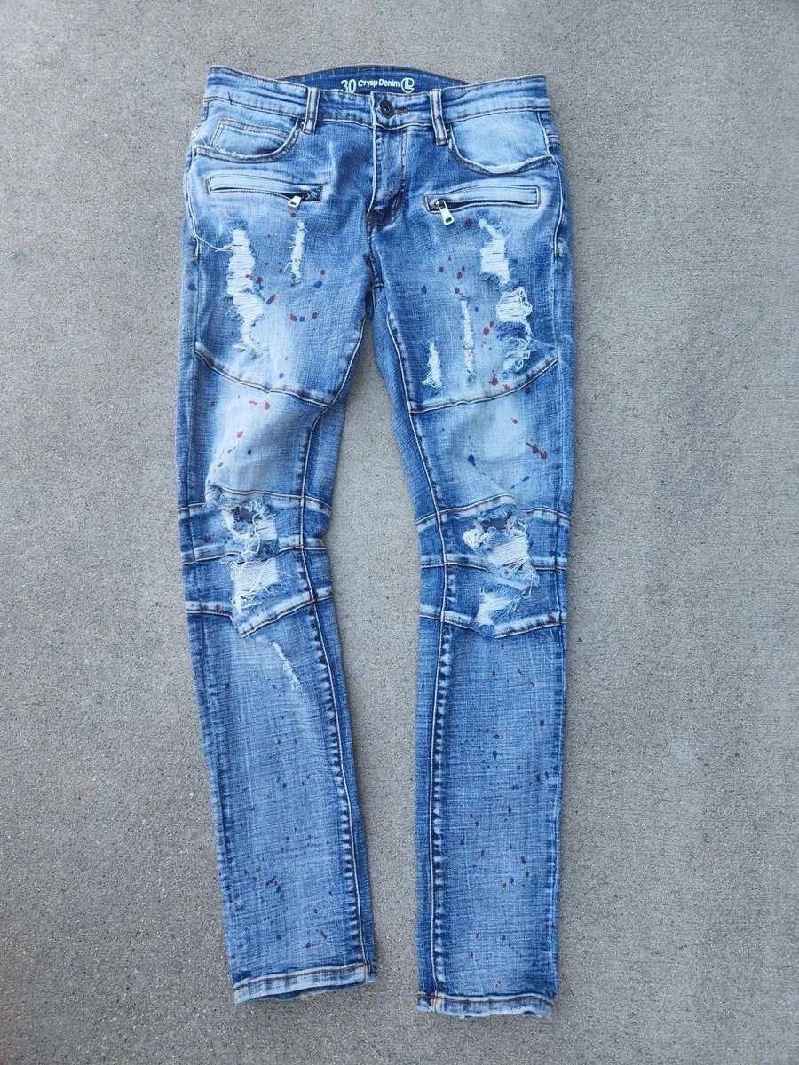 Biker jeans cheap paint splatter