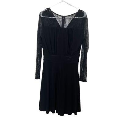NWT Tahari Long Sleeve Lace Dress in Black, Size 8.