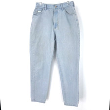 Vintage USA Made Lee Womens Tapered Jeans Blue Pockets High Rise Light Denim 12M