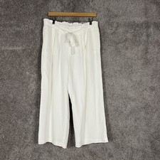 Tommy Hilfiger Womens 12 White Drawstring Waist Wide Leg Pockets