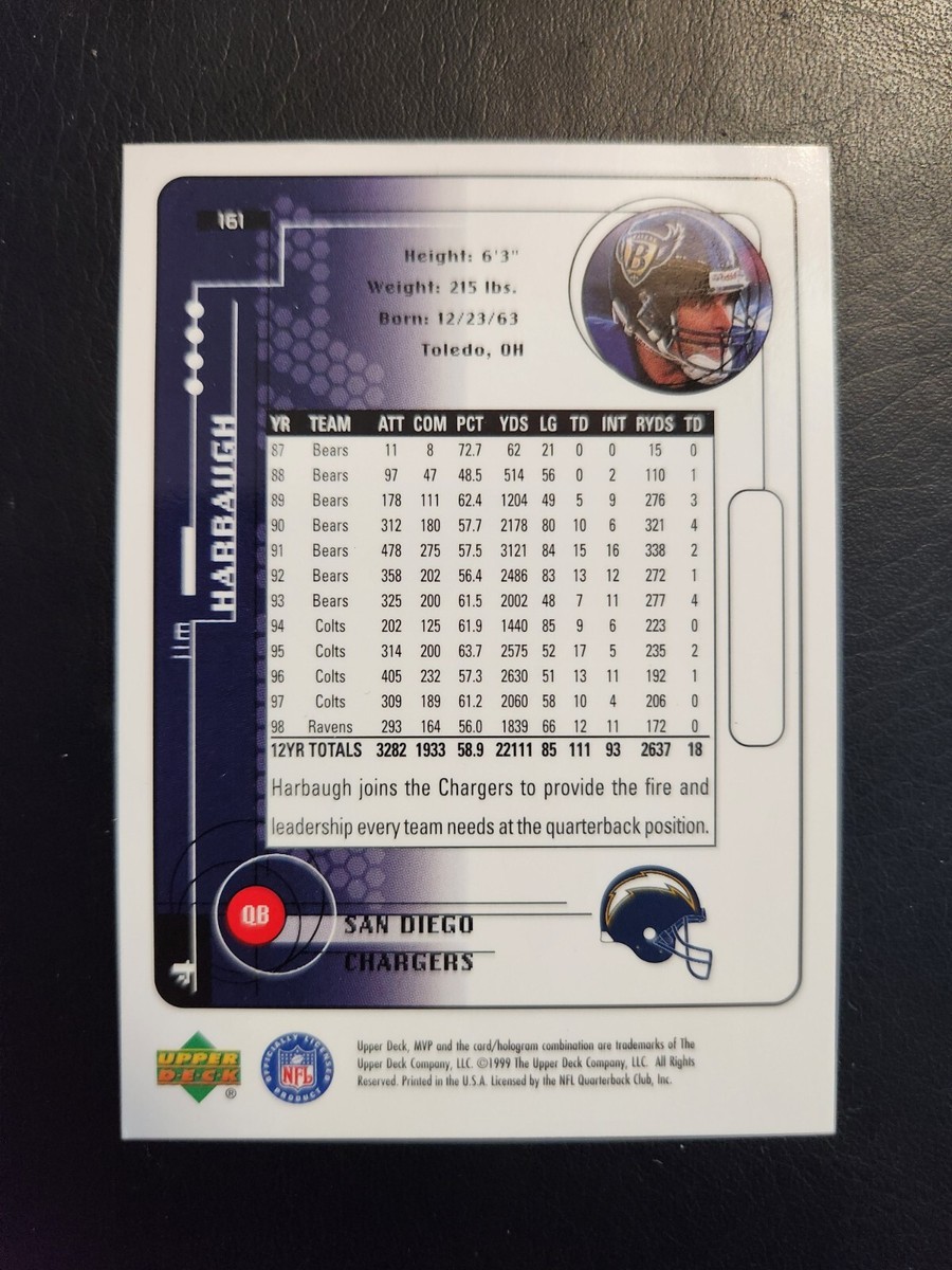 jim harbaugh 1999 U.D MVP #161 CHARGERS QB | eBay