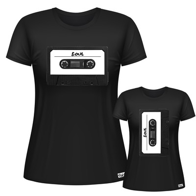 EAKS  Damen T-Shirt Motiv: ''Soul Tape'' Mixtape Music Cassette (MC) Kassette