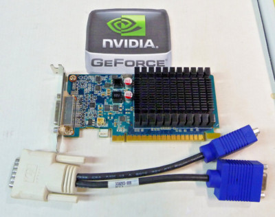 PCI-e 2.0 x16 GeForce 8400GS 1GB DDR3 SFF Video Card PNY DMS-59 Dual VGA cable