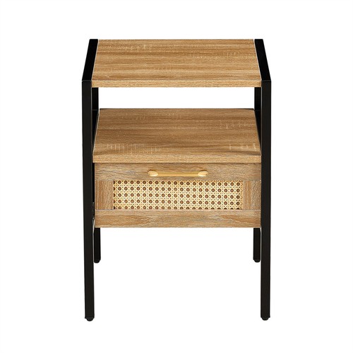 15.74" Rattan Nightstand with Drawer Bedside Table End Table for Living Room - 第 33/83 張圖片
