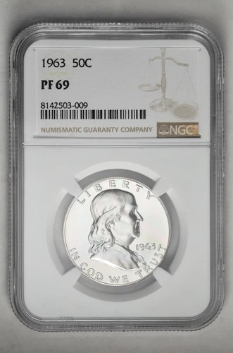 1963 50C Silver Proof Franklin Half Dollar NGC PF 69 New Holder