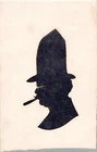 1910 OLD PAPER FOLK ART COLLAGE PORTRAIT MAN HAT AND CIGAR