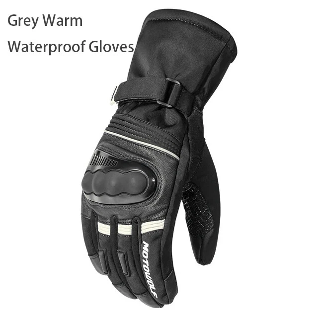 Warm Winter Motorcycle Gloves Waterproof Windproof Reflective Touch Long Riding - Image 3 of 4