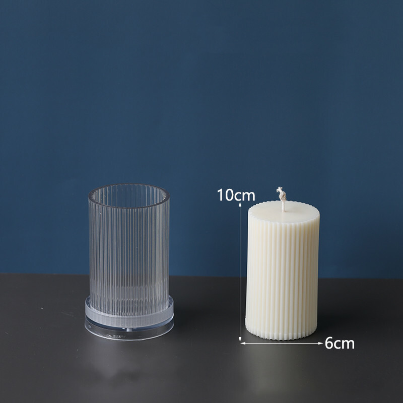 Ribbed Pillar Classic Shape Pillar Candle Wax Acrylic Mould DIY Decor