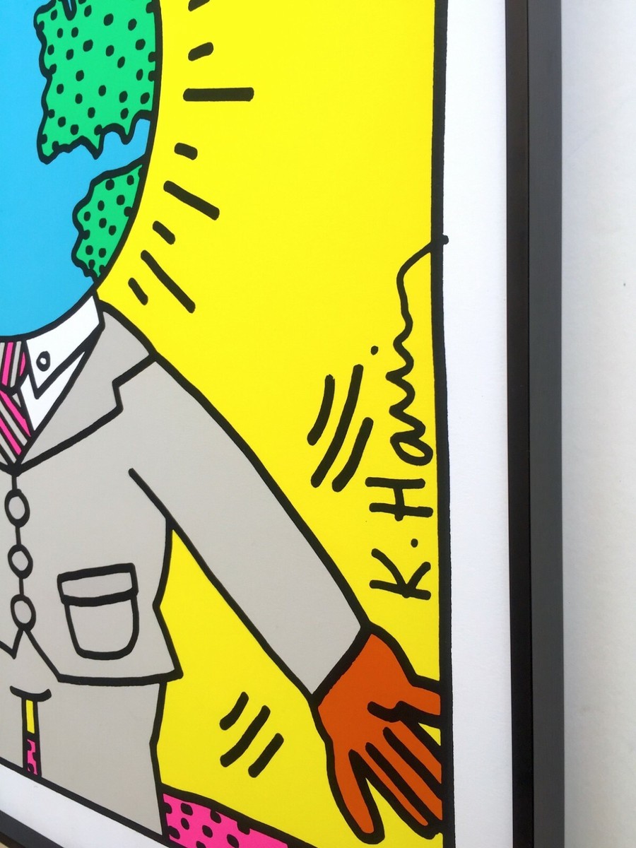 Keith Haring、No.90、希少画集画、新品額装付、状態良好 KEITH HARING RARE 1990 LMTD ED FRAMED POP ART SILKSCREEN