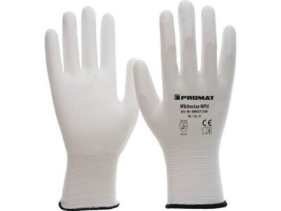 12er PACK(Paar) PROMAT  Handschuhe Whitestar NPU Gr.10 (XXL) weiß Nylon mit Poly