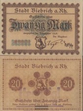 Biebrich am Rhein Notgeld Stadt Biebrich am Rhein, mit Stempel ung&uuml;ltig gebrauch