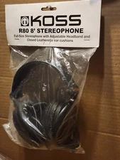 Koss R80 8` Stereophone Headphones Full Size w/Adjustable Headband R-80 8ft Cord