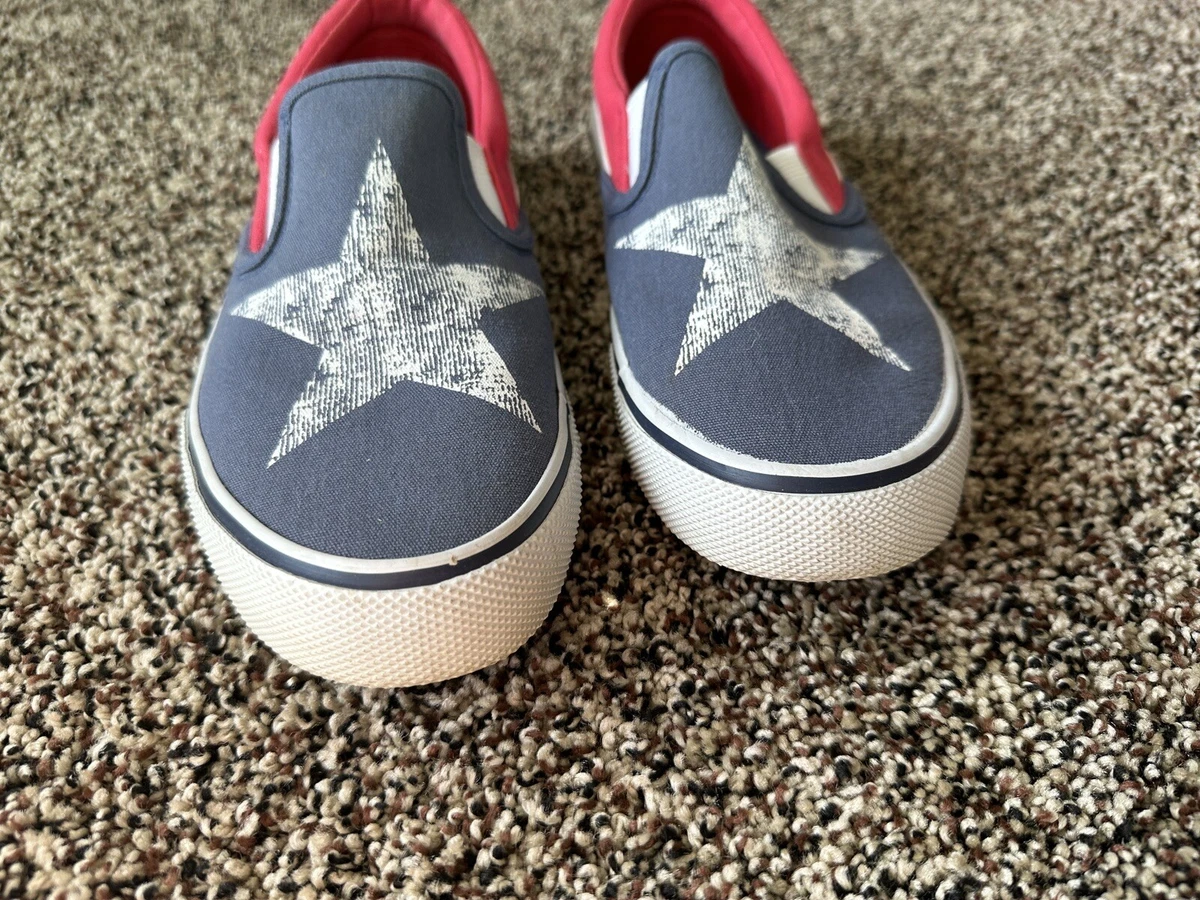 Air Walk 8.5 Canvas Slip On Shoes Red White Blue America Texas