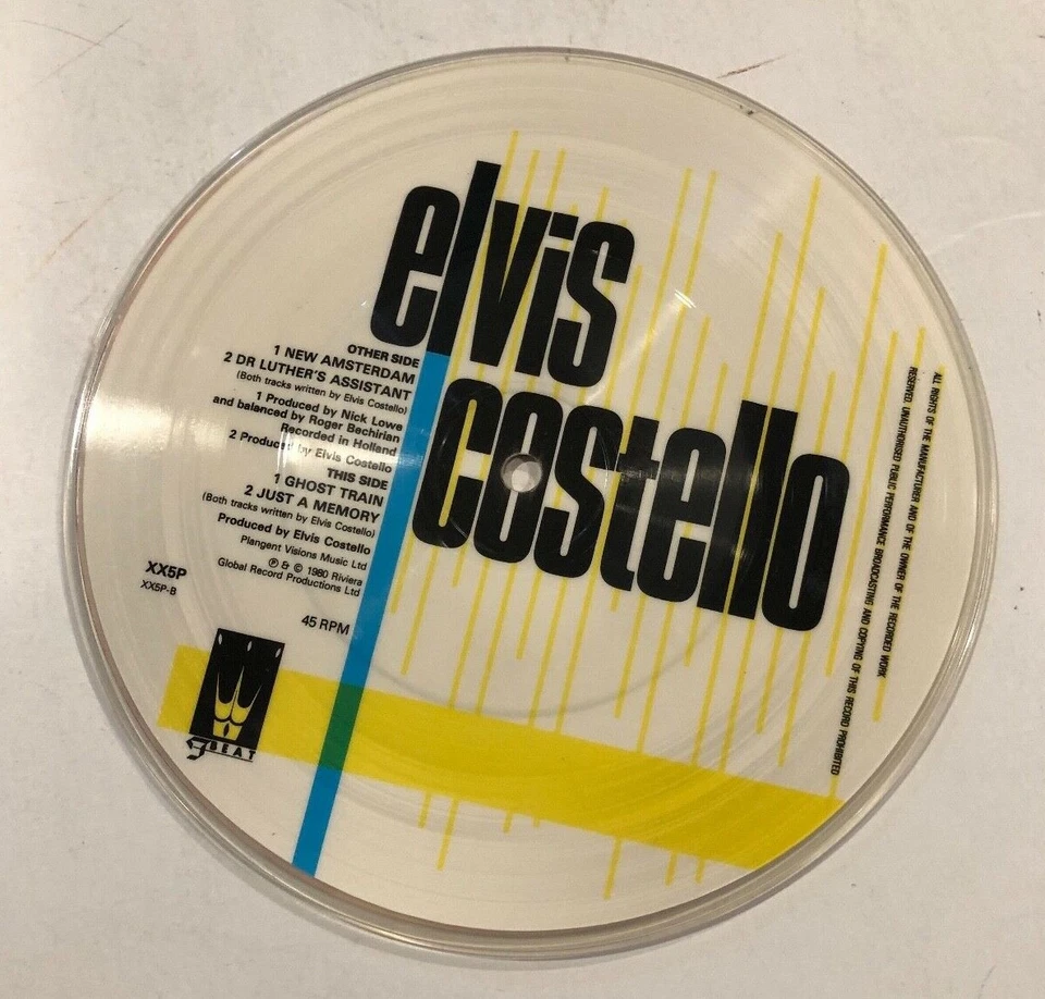 ELVIS COSTELLO NEW AMSTERDAM PICTURE DISC 7" VINYL 1980 NEW WAVE - Image 2 of 2