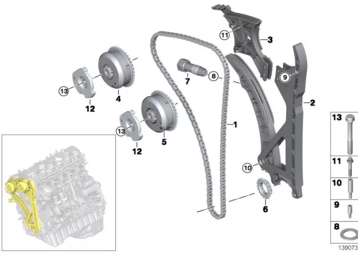 BMW F34 F30 F25 F20 F10 E84 E89 E90 N55 Timing Oil Pump Chain