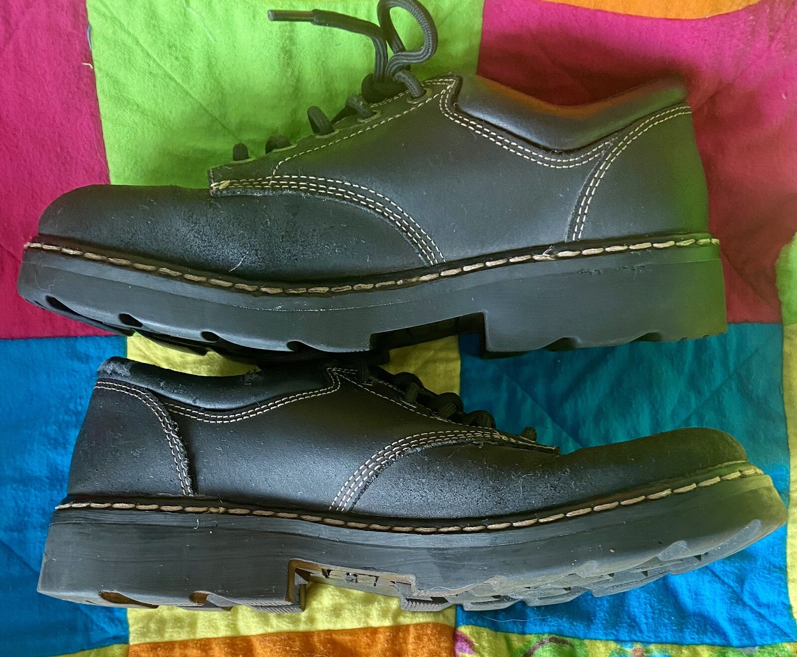 Skechers Parties Mate Vintage Leather Oxford Shoe Black Chunky