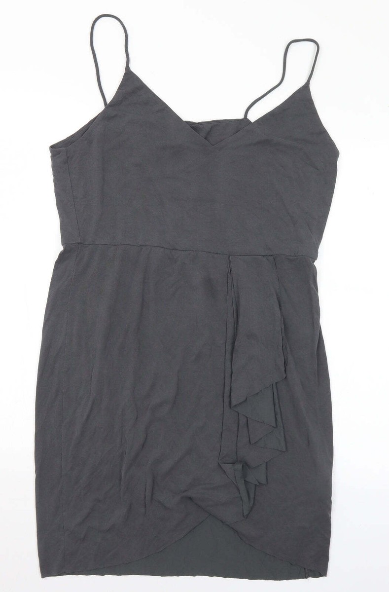H&M Womens Grey Modal Blend Slip Dress Size L V-Neck