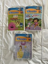 3 VTECH V Reader Interactive Games Disney, Dora TESTED W/ Manual