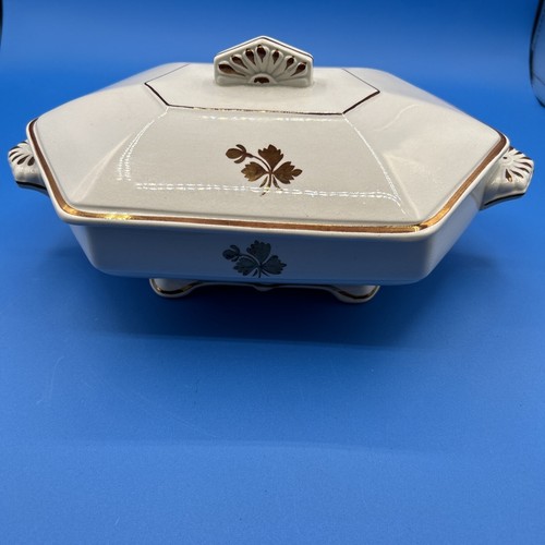 Antique Anthony Shaw Ironstone Tea Leaf Covered Dish Lidded Handles Vegetables - Picture 5 of 13