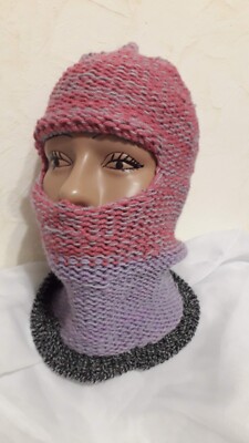 New Handknit Wool Blend Balaclava  Hat Cap