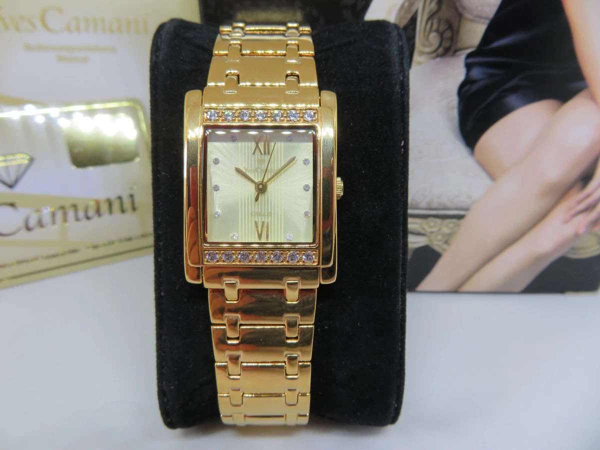 MONTRE YVES CAMANI CALAIS. PLAQU OR avec 24 Pierres SWAROVSKI