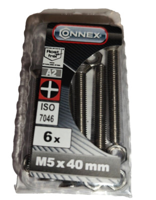 Gewindeschrauben M5x40 mm Seko 6 stück mit Mutter Edelstahl A2 ISO 7046