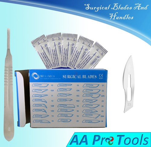 100 Sterile Surgical Blades with FREE Scalpel Knife Handle Medical Dental Tools - Picture 9 of 10