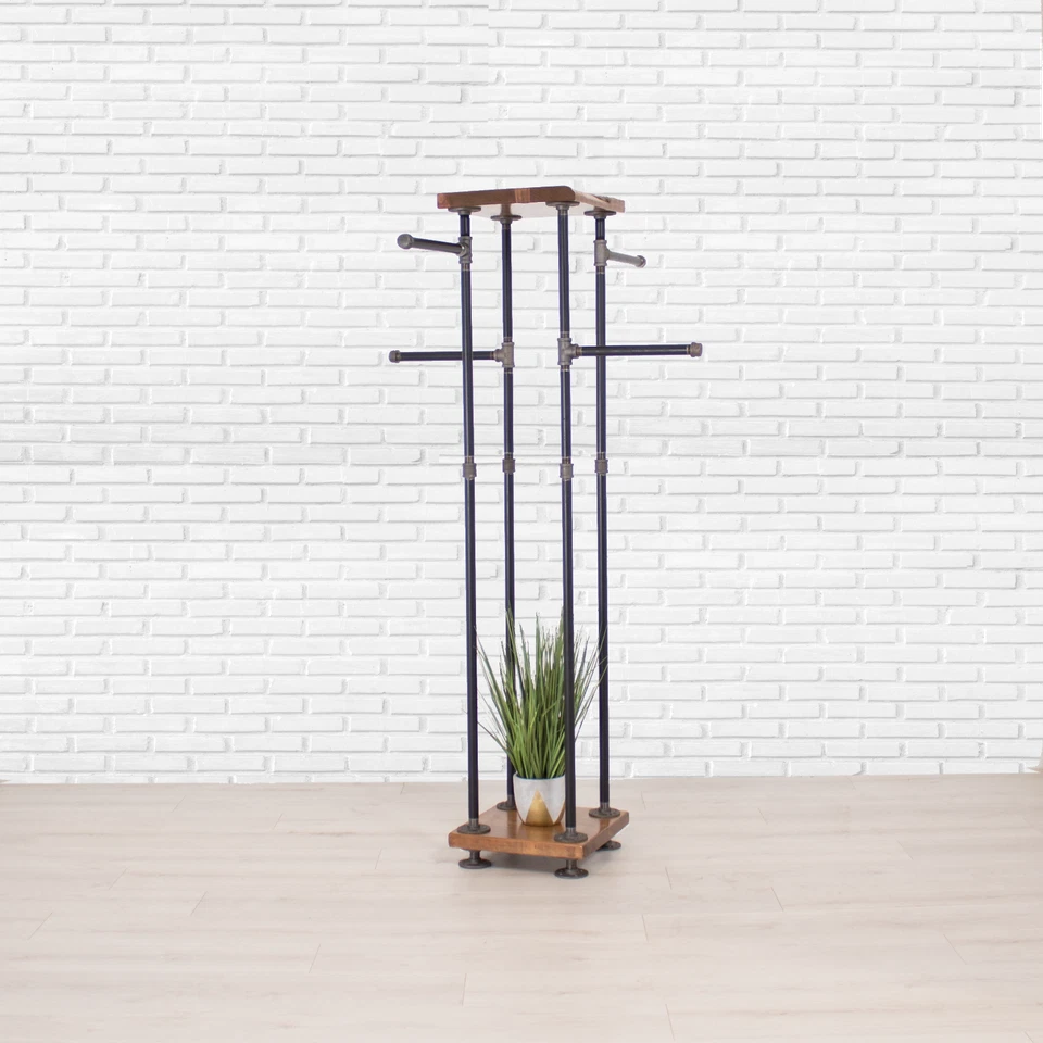 工业烟斗和木架衣服架4向服装架服装架 — 第 3/4 张图片