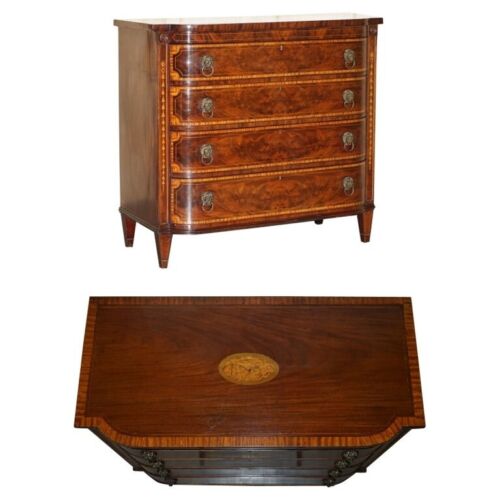 IMPORTANT SHERATON 1859 DATED FLAMED MAHOGANY LION HEAD HANDLE CHEST OF DRAWERS - Picture 1 of 21