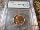 1933-D LINCOLN WHEAT CENT ICG MS65 RD   302